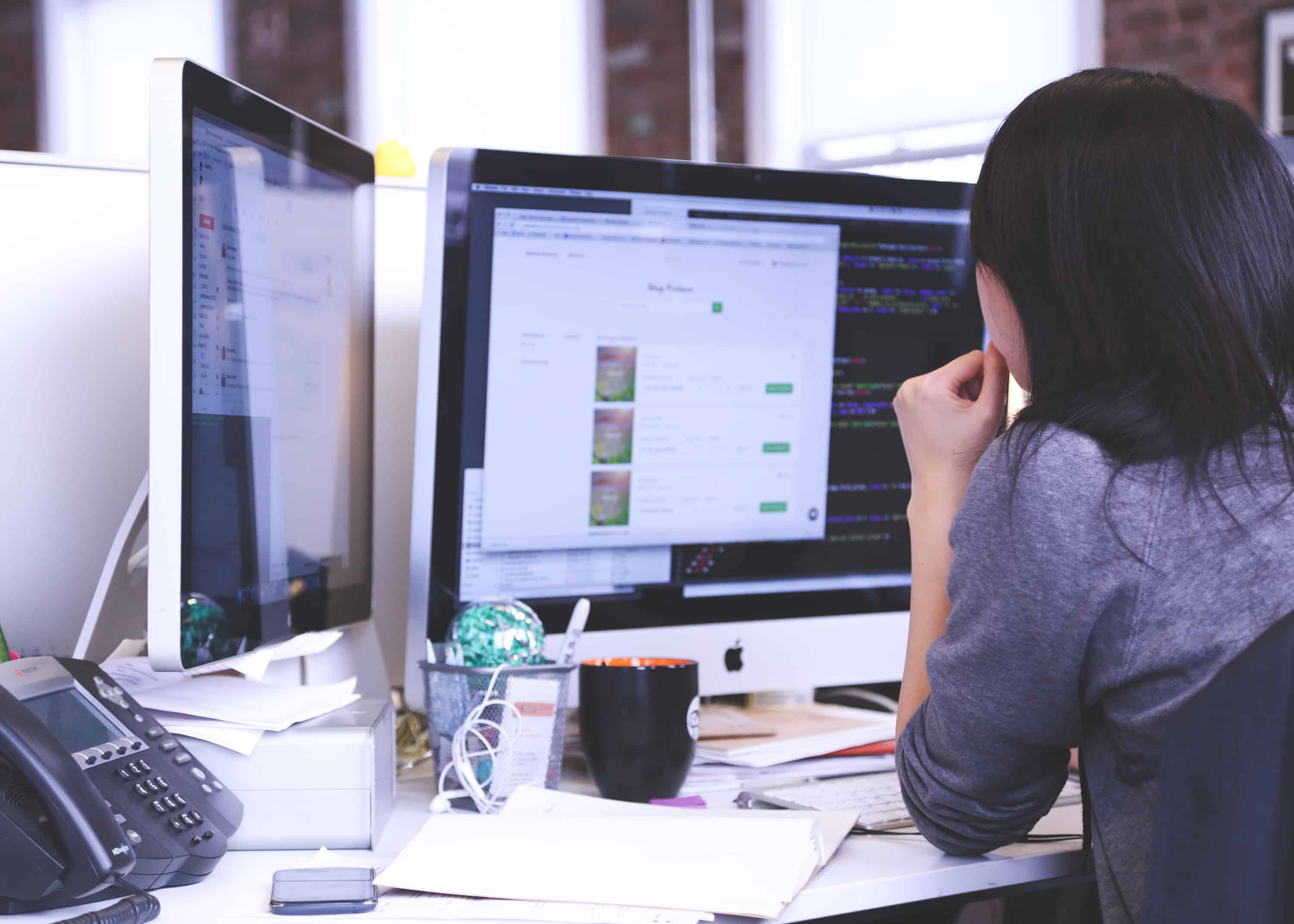 woman on her desktop