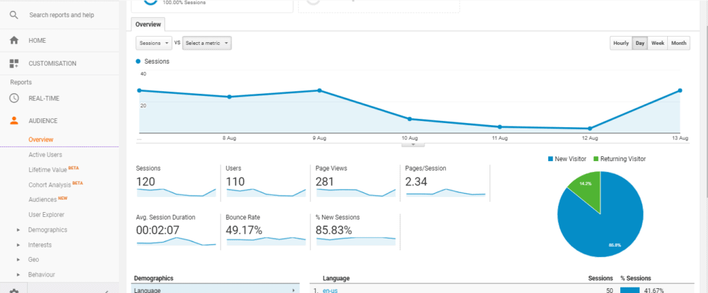 Audience Overview - Google Analytics